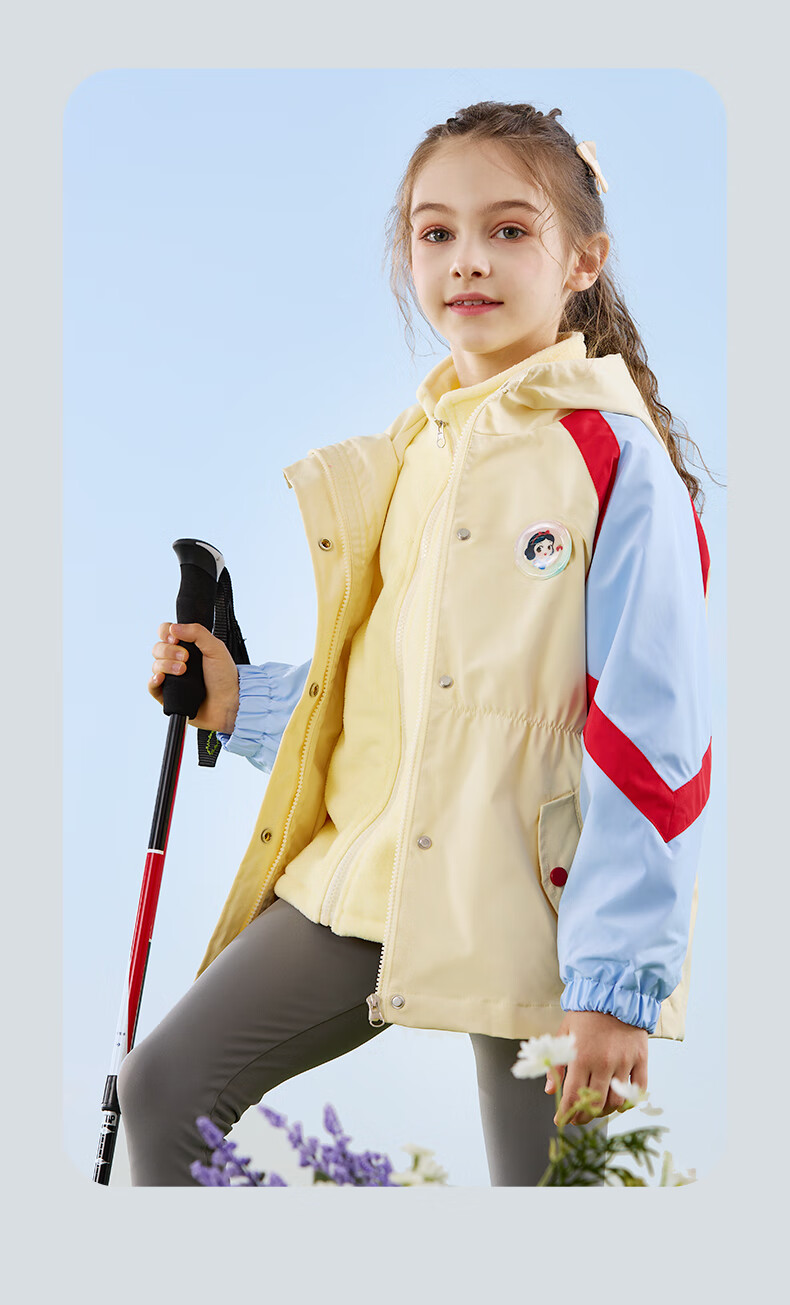 Disney Girls' Outdoor 3-in-1 Windproof Jacket Spring and Autumn Coat for Kids DS001 Purple Size 120 10