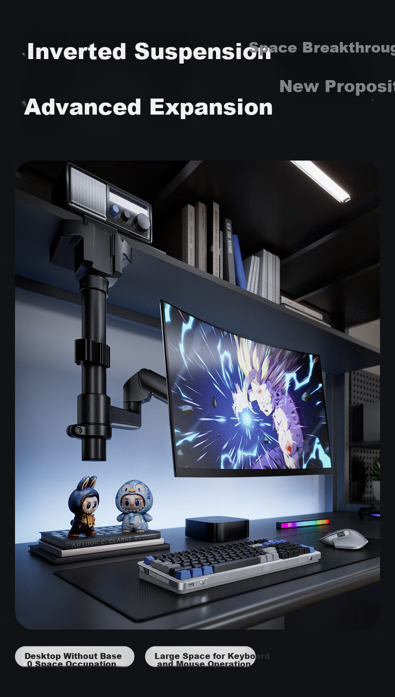 Brateck Beihu Monitor Stand, Inverted Mechanical Arm, Computer Stand Desktop Clamp Base, Inverted Screen Lifting Arm E350pd Black 17-32 Inch, Dormitory Suspended Bracket 6
