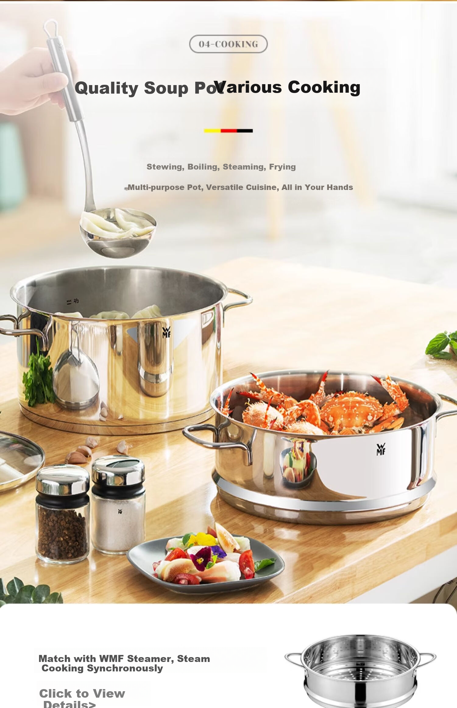 WMF German Futenbao Stainless Steel Stew Pot with Double Handles, Astoria Braising Pot, 20cm Kitchen Essential 9