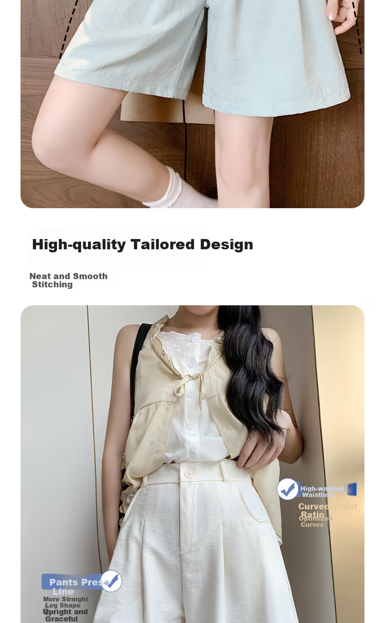 BOPRUIEY Milk Puff Yamamoto Shorts for Women, New Summer 2025 Style, Commuter Loose High-Waist Casual Slimming Suit Knee-Length Pants 5
