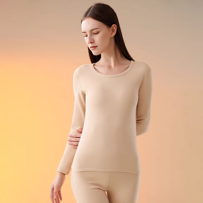 Me feeling Women's Thermal Underwear Autumn Winter New Plush Thickened Cashmere 10A Antibacterial Mite-Resistant Autumn Shirt and Pants Set