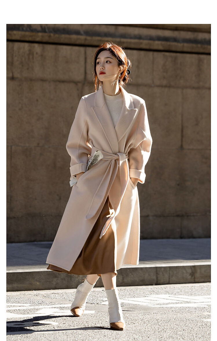 Dme [Jingshu Merino Wool Coat] Winter Old-Style Lapel Double-Breasted Long Elegant Slimming Coat Women's Outerwear 13