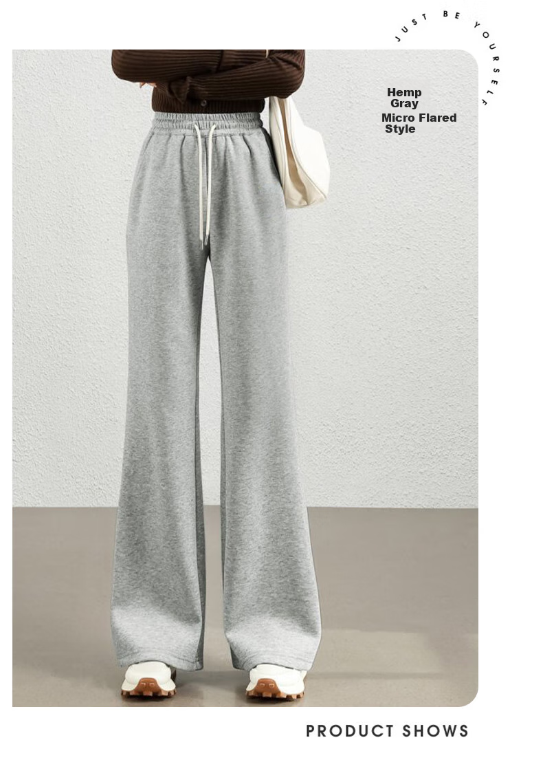 Jeanswest Women's Summer High-Waist Draped Drawstring Loose American-Style Sporty Curved Wide-Leg Pants Black M 25