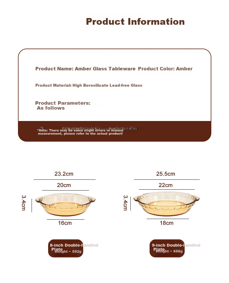 CRISTALGLASS Double-Handled Heat-Resistant Glass Plate Steamed Egg Dish, Sauce Scoop, Small Seafood Plate, Microwave-Safe Pizza Baking Tray for Home Use 11