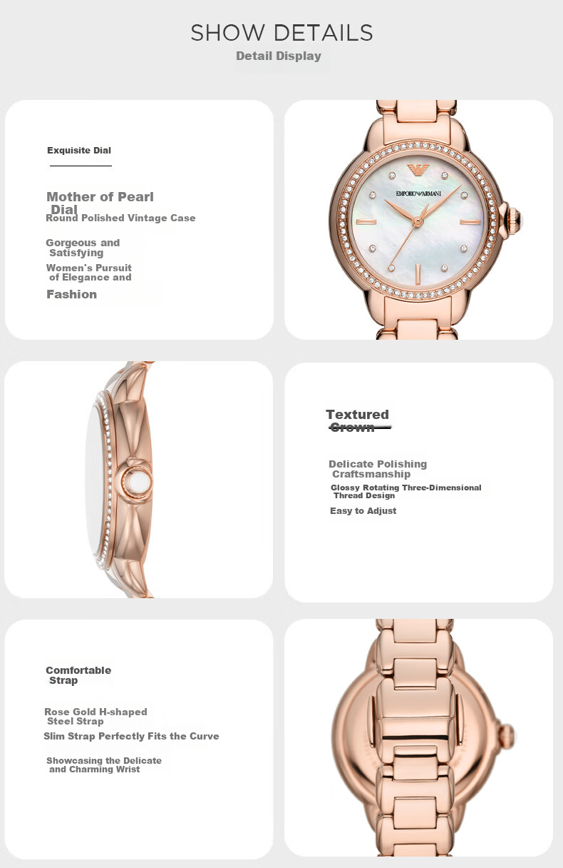 EMPORIO ARMANI Women's Watch, American And European Style, Starry Sky Fashion Quartz Steel Strap Wristwatch, Valentine's Day Gift for Girlfriend, AR11523 2