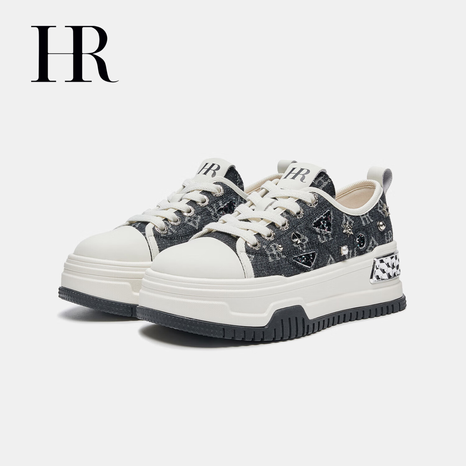HR Helena Women's Shoes 2026 Autumn New Thick Sole Height Increasing Sneakers Comfortable Versatile Casual Shoes Black Beige Size 38