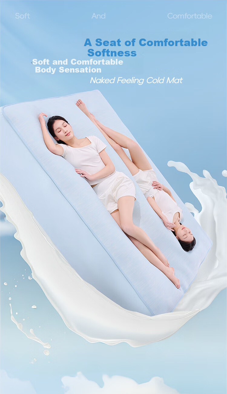 Wangyiyanxuan Aurora Naked Cooling Mat Ice Silk Mat, Class A Antibacterial Ice Skin Cooling Mat Fitted Sheet Set of Three Pieces 180*200cm, Ice Blue 6