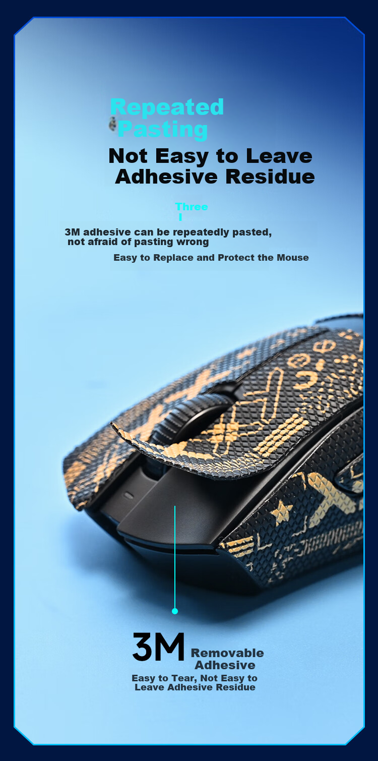 NVV Suitable for Yanji V3pro Professional Edition Mouse Sticker, Sweat-Absorbing Anti-Slip Sticker, Scratch-Resistant Gaming Wireless Mouse Pad, Matte Sweat-Proof M-X Yanji V3PRO Black Gold 3