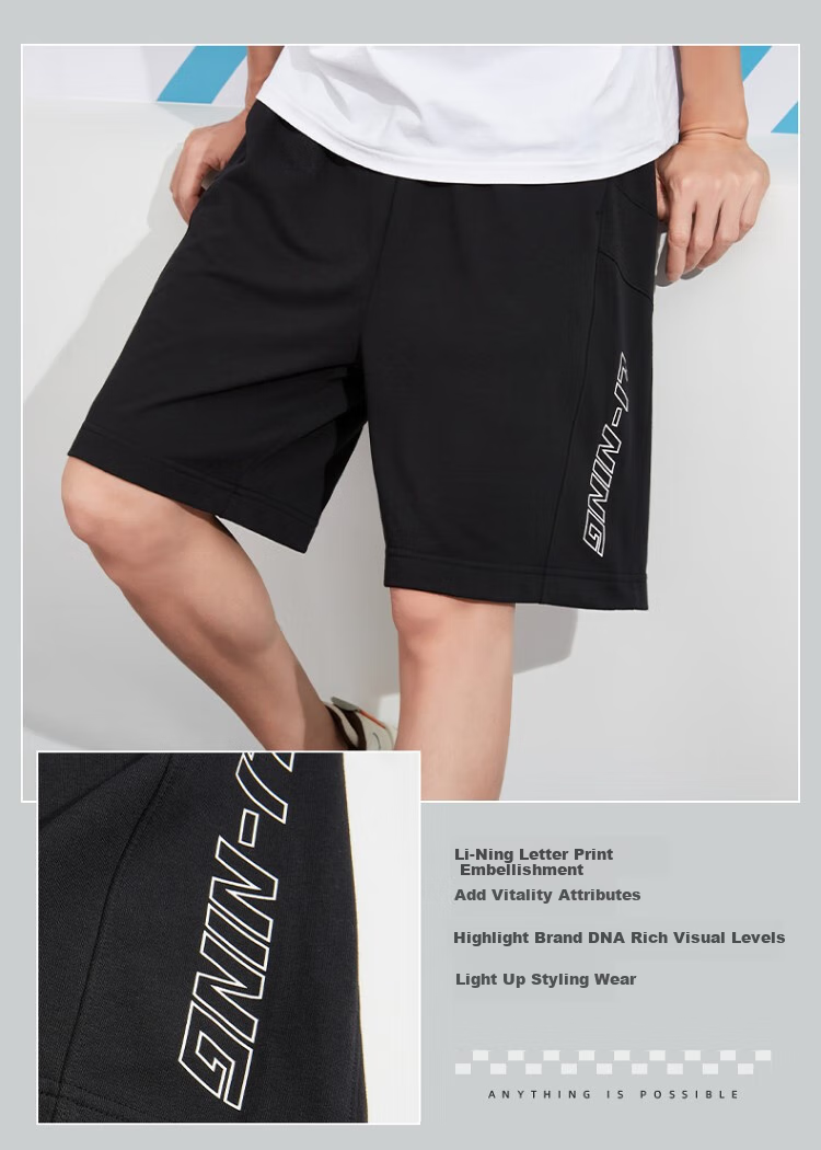 LI-NING Men's Fashion Casual Versatile Breathable Skin-Friendly Comfortable Sports Running Shorts 6