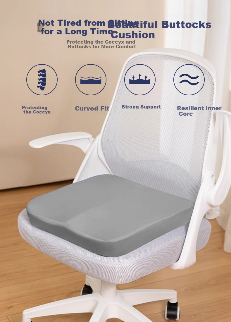 GREAT LIFE Ergonomic Memory Foam Seat Cushion for Office And Car, Hemorrhoids Chair Pad, Long-Sitting Aid, Student Butt Cushion, Gray 1