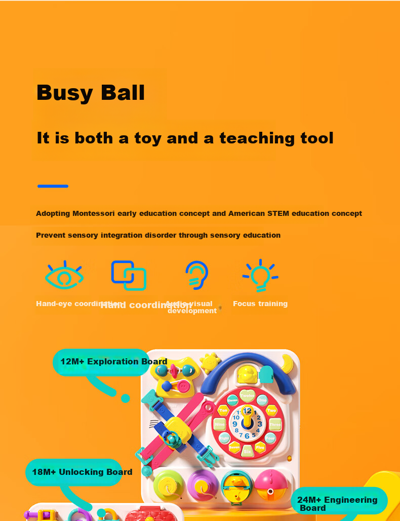 Auby Infant And Toddler Toy Busy Ball, Hand-Held And Grasping Training, Early Education Enlightenment, First Birthday Gift, for Boys And Girls, 9 Months+ 7