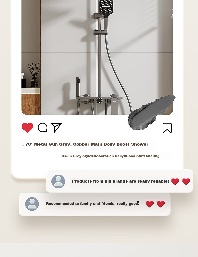 HUIDA Shower Head Set, Large Screen High-Pressure Brass Body, Home Bathroom Shower Head Complete Set TS105S 31