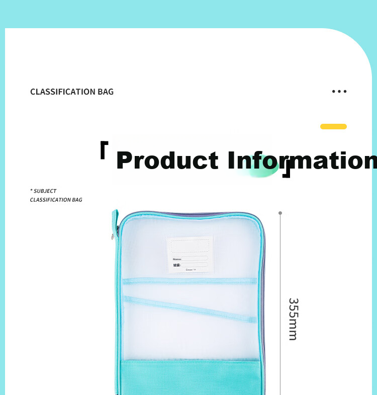 GuangBo L-Shaped Transparent Mesh Tutoring Bag, Subject Bag, Three-Layer A4 File Folder, Student Exam Paper Storage Zipper Bag, Stationery Bag, A08010 15