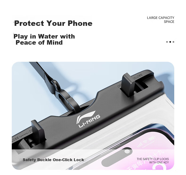 LI-NING Waterproof Touchscreen Phone Pouch Swimming Dustproof Protective Case Underwater Shooting Tool 7161 Black 9