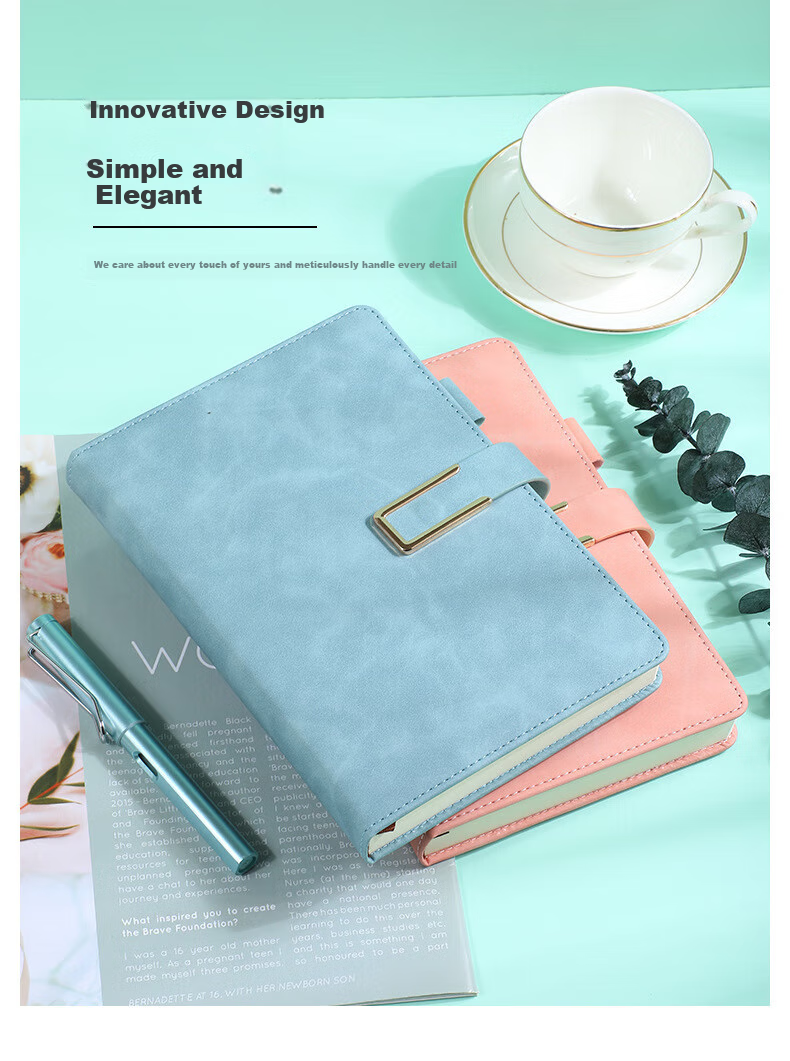 TENGXIONG A5 Notebook, Thickened Business Office Stationery, Meeting Record Clip-On Leather Cover Notebook, B5 Simple Diary, Gift Box, Corporate Business Souvenir, Customizable Logo 3
