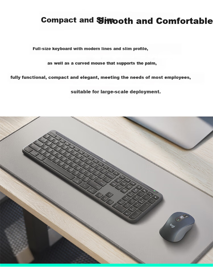 Logitech MK950 Enterprise-Grade Wireless Bluetooth Ultra-Thin Quiet Dual-Mode Office Keyboard And Mouse Set, Tablet Keyboard Premium Series, Commercial Version with 2-Year Warranty [Bulk Order Discount] 2