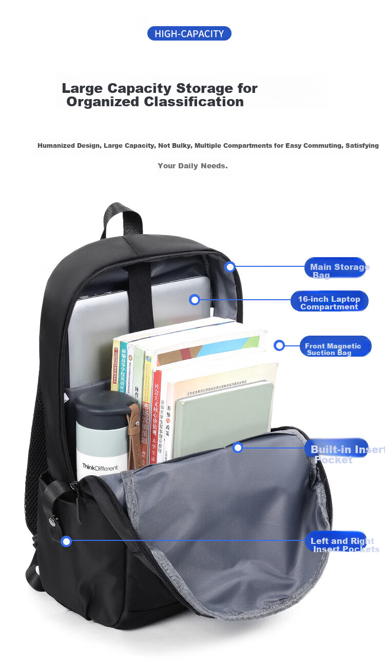 TonLion Backpack for Men, Business Commute Large Capacity Travel Laptop Bag for College Students And High School Students 6