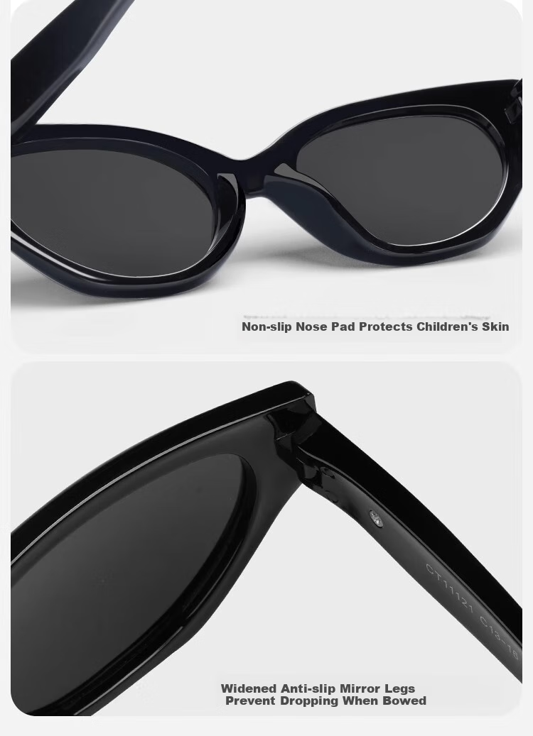 Cuntiandaofu Children's Sunglasses, Cat Eye Sunglasses, Children's Polarized Sunglasses, Boys' Fashionable Girls' Black Frame Polarized Gray 14