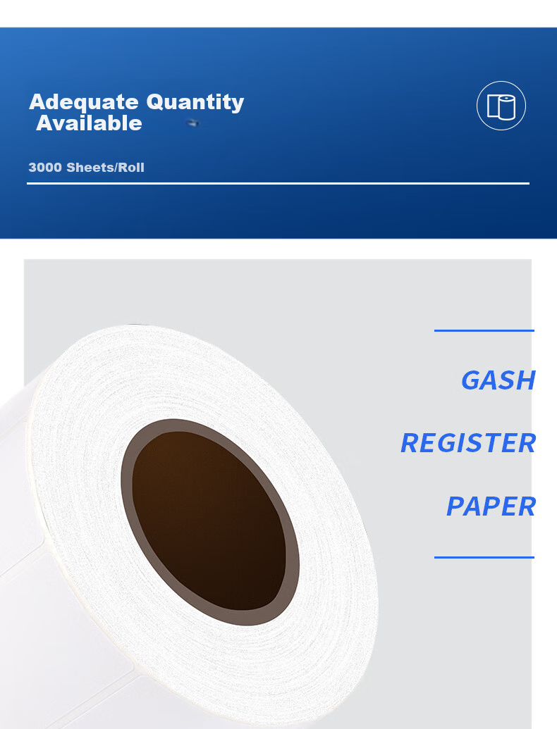 Deli Coated Paper Self-Adhesive Barcode Label Printing Paper, Carbon Ribbon Label Printer Paper, Sticker Blank Coated Self-Adhesive Label, 80*60, 800 Sheets/roll, 11911 5