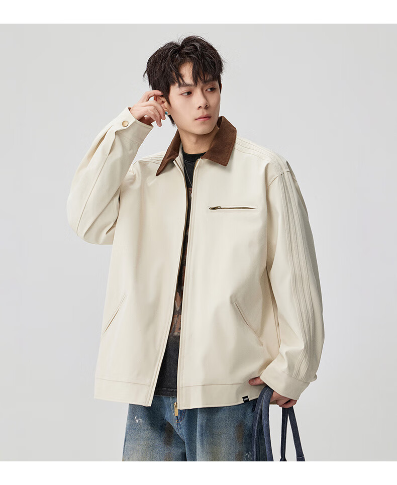 MARK FAIRWHALE Japanese Retro Workwear Jacket Men 2025 Autumn New American Style Lapel Coat Men's Apricot L 11