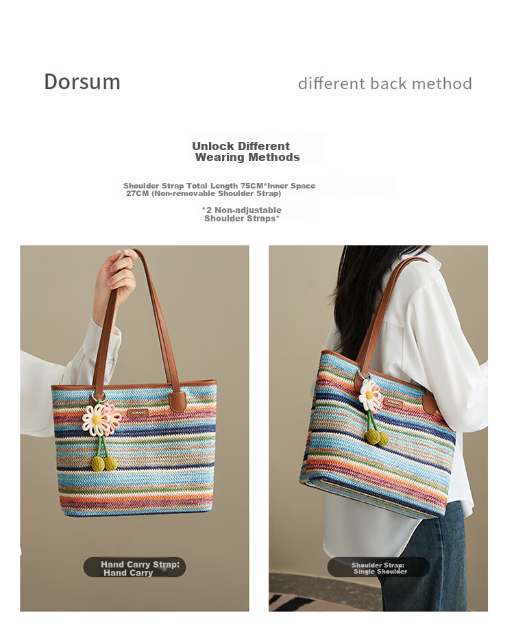 Aokang Women's Handbag, Fashionable Rainbow Color-Block Trendy Tote Bag, Light Luxury Shoulder Bag, Birthday And 520 Gift for Girlfriend Or Wife 6