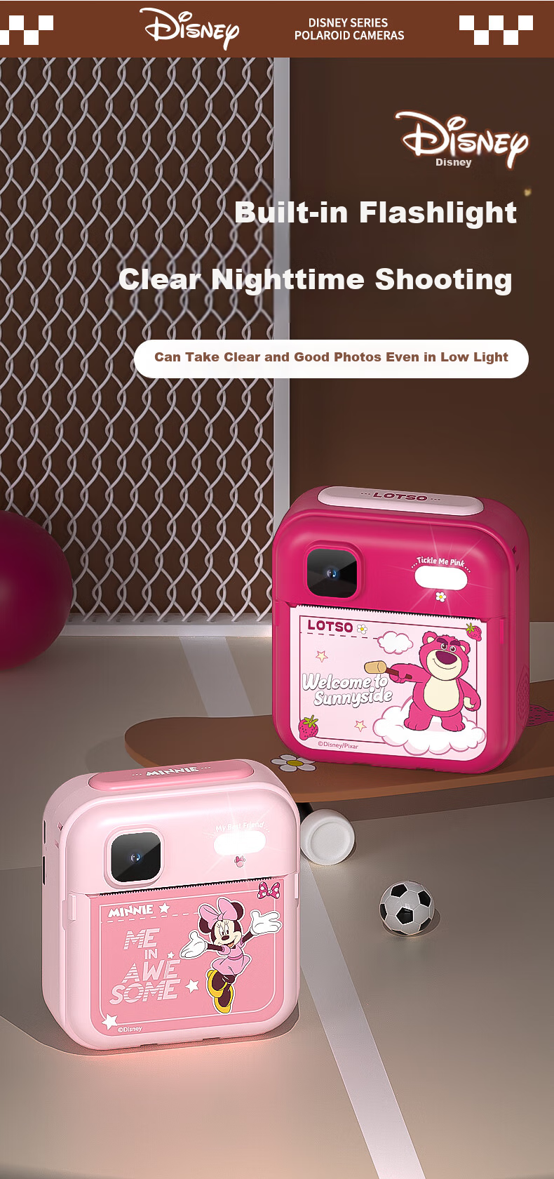 Disney Colorful Instant Camera for Children, Print Directly, Photo Toy, Birthday Gift for Boys And Girls, PC02 Minnie 10