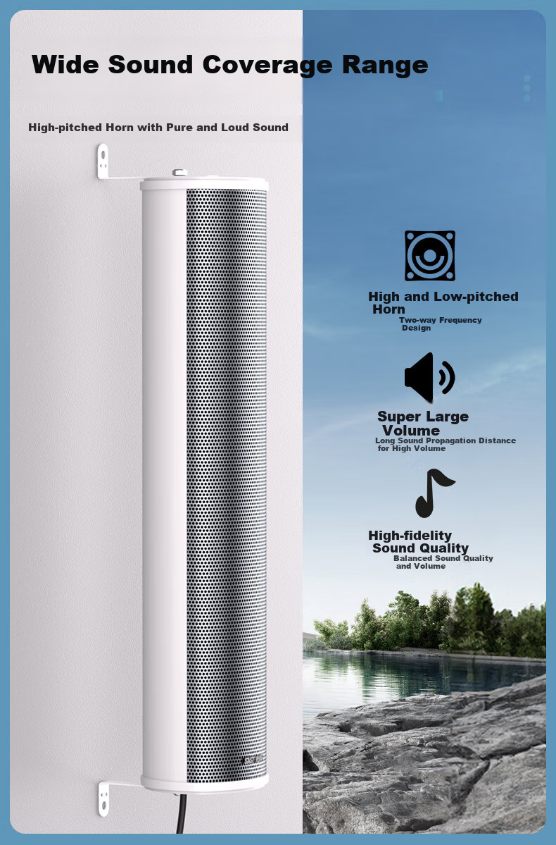 SAST H-801 Outdoor Waterproof Column Speaker, Exterior Fixed-Pressure Wall-Mounted Loudspeaker, School Shop Park Campus Background Music Horn Public Address System Player 60W 6