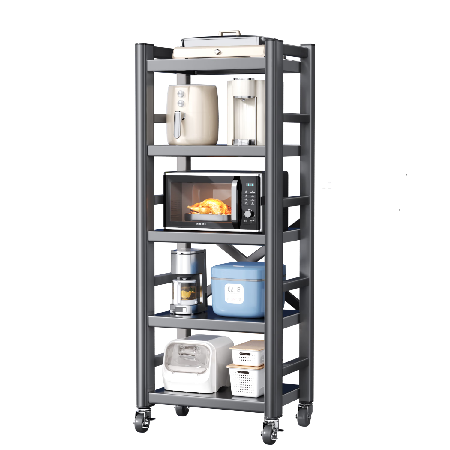 Jiabangshou 2026 New Multi-Layer Multifunctional Kitchen Storage Rack No-Installation Integrated Storage Shelf 5-50