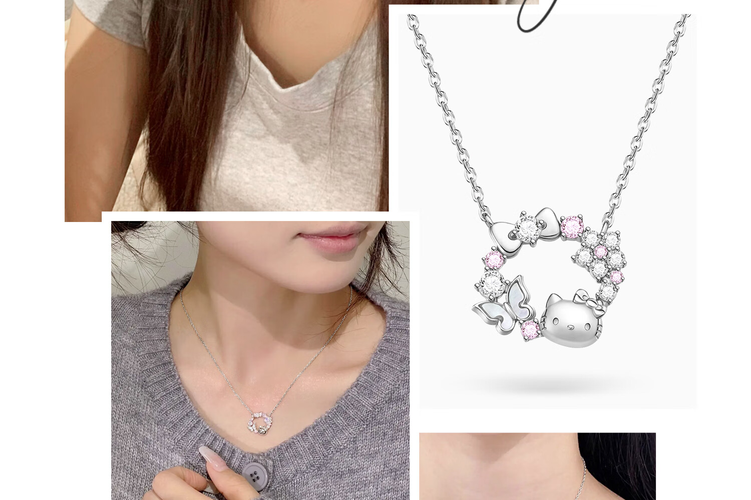ChaoSeHui Hello Kitty Sterling Silver Necklace for Women Luxury Birthday Gift Girlfriend Qixi Valentine's Day Gift 3223 24