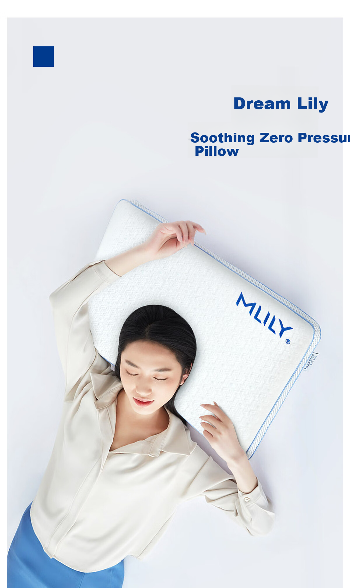 MLILY Memory Foam Pillow, Zero Pressure Slow Rebound Gel, Deep Sleep Cervical Pillow, Pillow Core, Single Person Comfortable Sleep, Zero Pressure Pillow, S Size 1