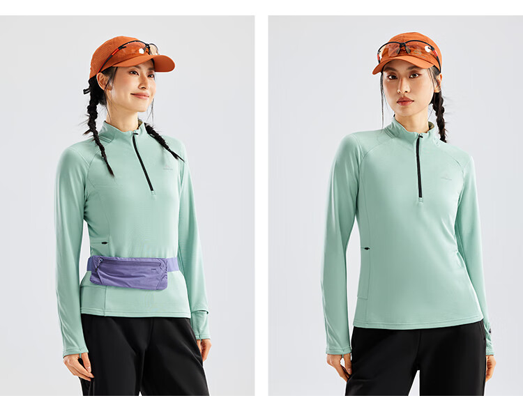 Pioneer Camp Women's Lightweight Outdoor Fleece Pullover Slim Fit Half-Zip Long Sleeve Thermal Sweatshirt 6