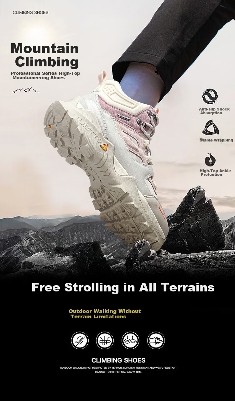 HUMTTO High-Top Waterproof Hiking Boots for Women, Non-Slip Shock-Absorbing Outdoor Trail Walking Climbing Shoes, Black, Size 36 4