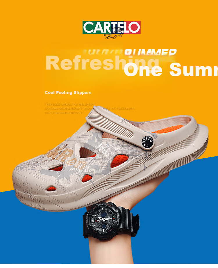 CARTELO Men's Perforated Shoes, Summer Popular Breathable Sandals, Dual-Use Soft-Soled Beach Shoes with Comfortable Feel 1