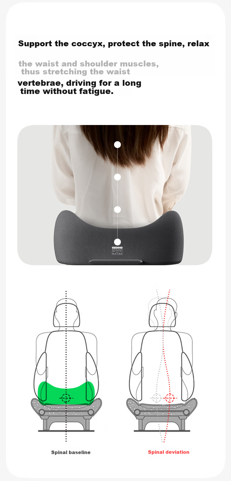 CICIDO Car Seat Lumbar Support Cushion Summer Waist Pillow Driver Backrest Neck Pillow 6