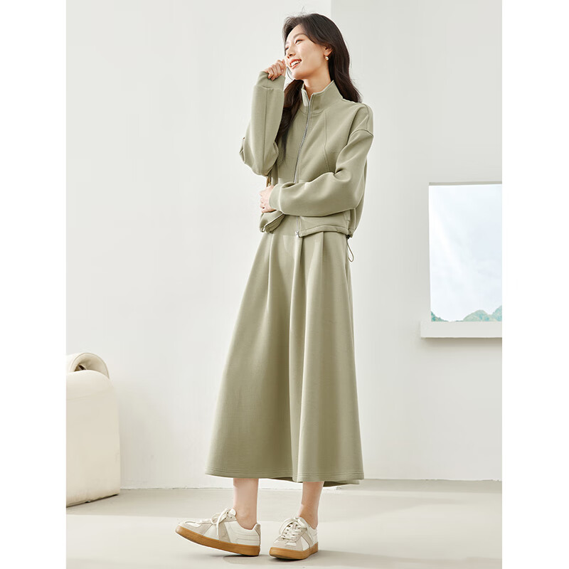 Fansiman Premium Commuter Outfit Set Women's Autumn New Jacket and Skirt Set Bean Green XL