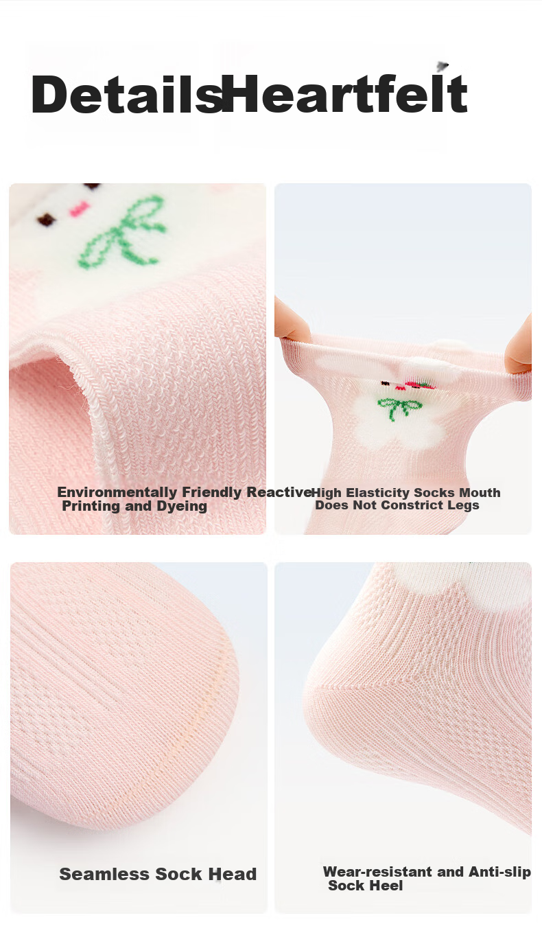 Baby Socks Spring Summer Thin Pure Cotton A-Class Breathable Mesh Princess Girls Seamless Mid-Calf Newborn Infant Socks 12