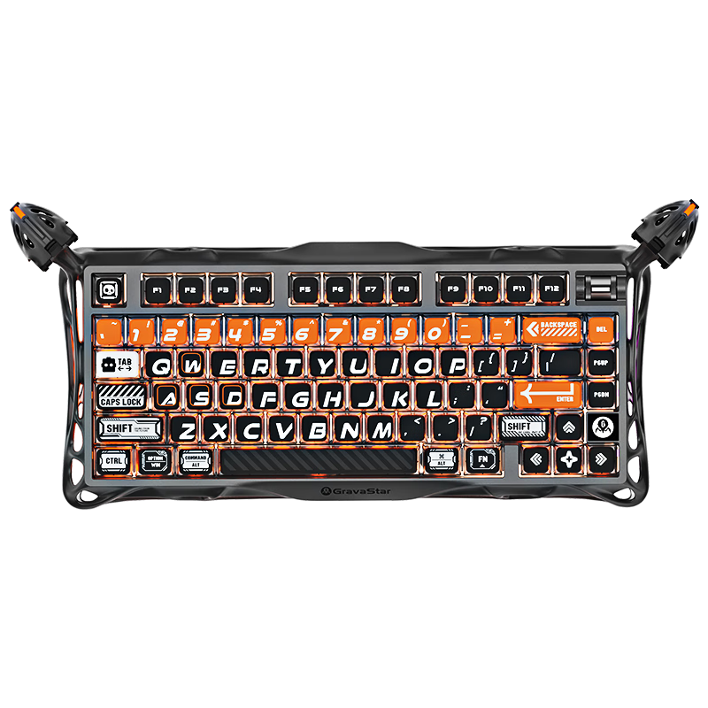 GravaStar Mechanical Keyboard, Chaojia 75-Key Layout, E-Sports Gaming, Wireless Wired Bluetooth Tri-Mode Gasket Customizable Metal Foot Keyboard, GS K1 PRO Hot Orange