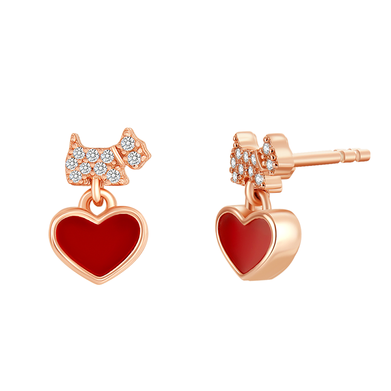 AGATHA / Aijiasha Twin Series Dog Silver Stud Earrings for Women, Birthday Gift for Girlfriend, Elegant Earrings Jewelry
