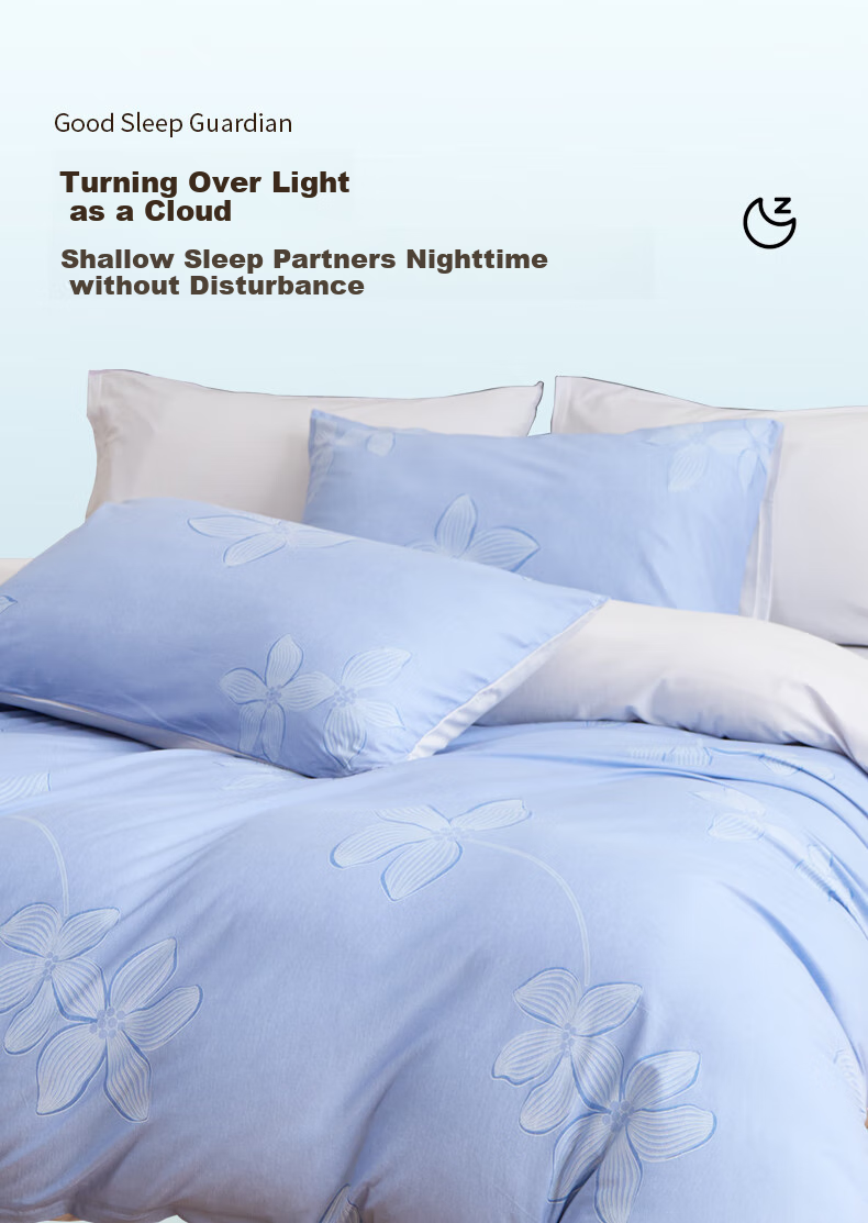 Hengyuanxiang Pure Cotton Four-Piece Bedding Set, Class A Knitted Nai Tei Mian 100% Cotton Bedding Set, Dye Purple (Blue) 2*2.3m 5