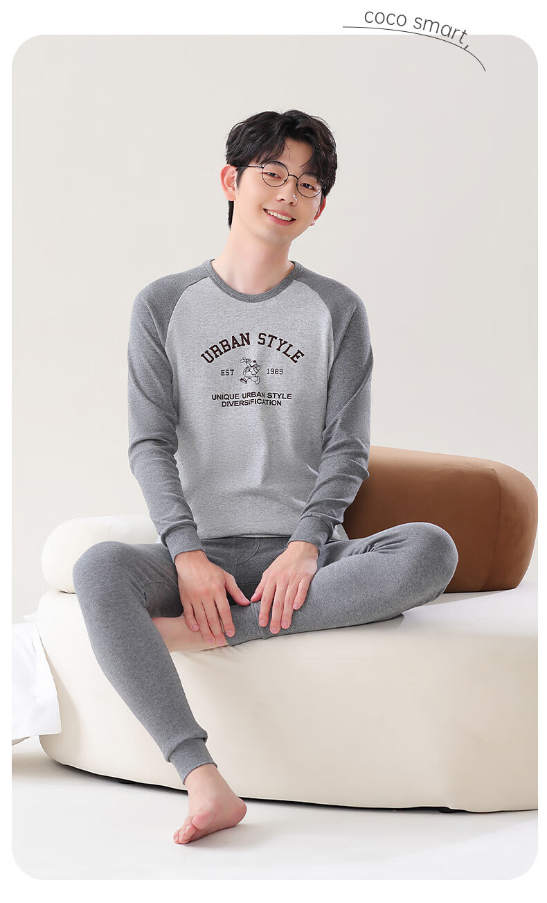 LangSha Youth Thermal Underwear Set for Boys, Ages 12-18, Pure Cotton Autumn Top and Bottom, Large Size for Teens 13