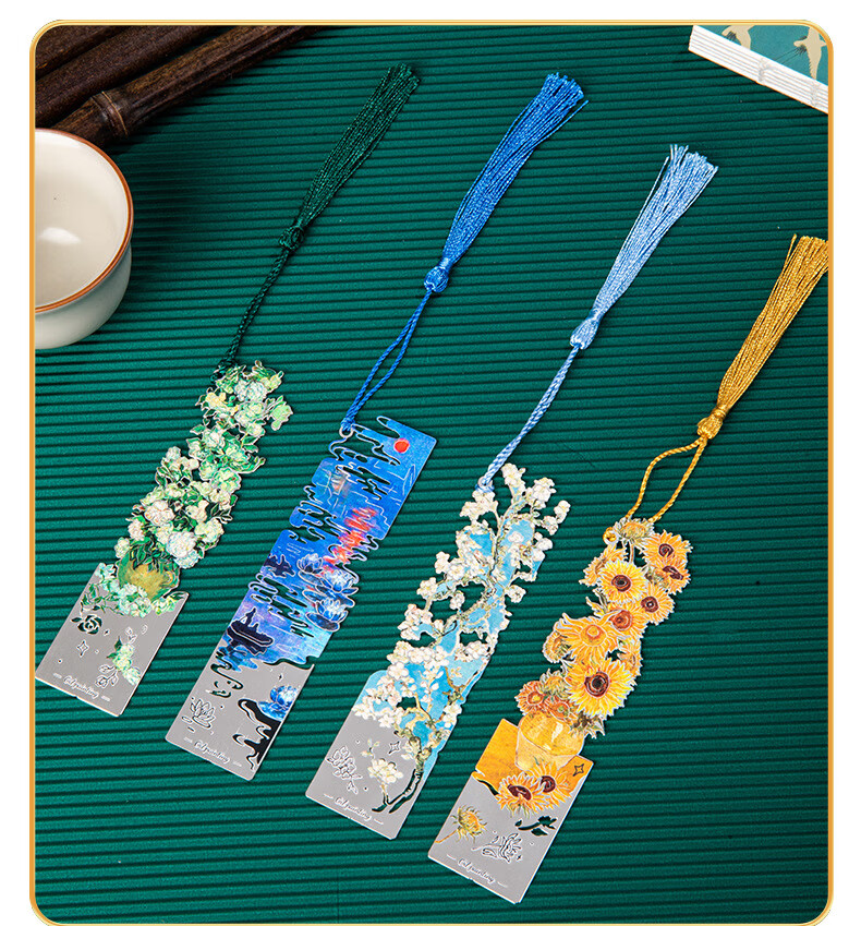 Tianshun Vintage Oil Painting Bookmark High-End Exquisite Metal Van Gogh Bookmark Classical Creative Aesthetic Birthday Gift for Girls Cultural and Creative Student School Opening Reward Simple Packag 13