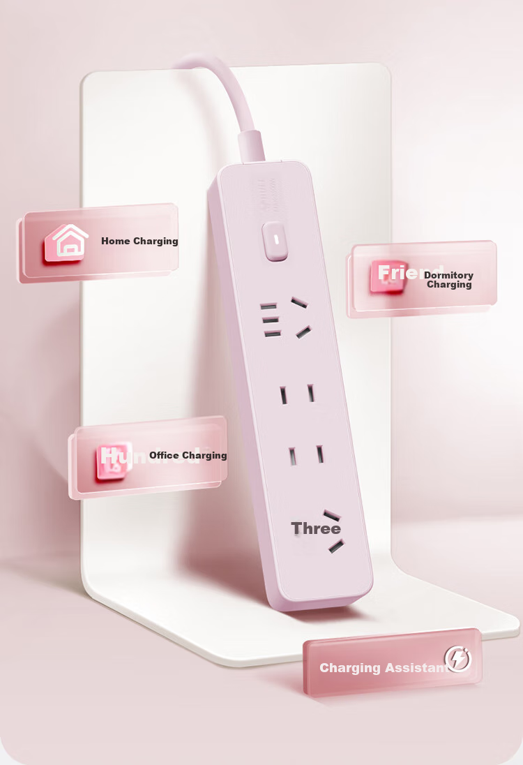 BULL Power Strip/Extension Cord/Surge Protector, 4 Outlets with Master Switch, 1.8m Long Cord, Gen Z Style GN-Z1221 Cherry Blossom Pink 3