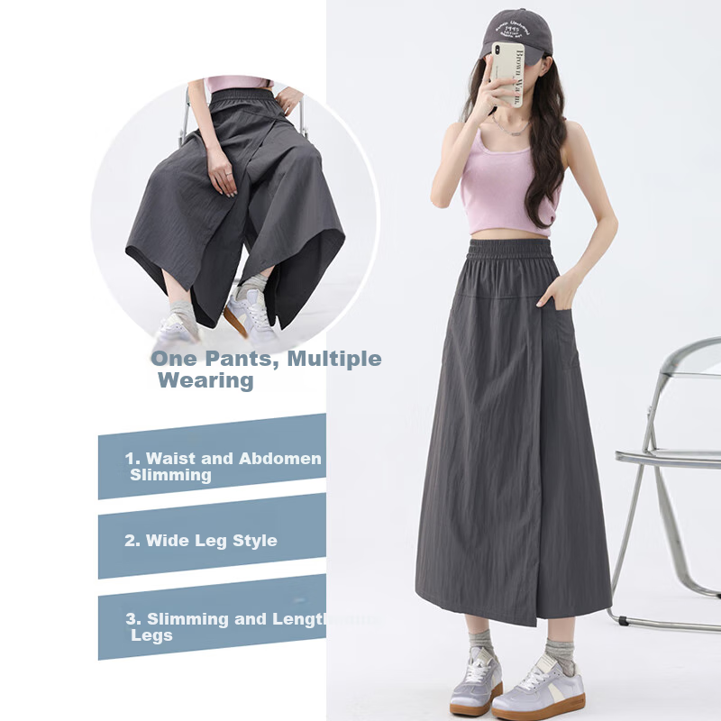 Freedom Style Yamamoto High-Waist Slimming A-Line Casual Wide-Leg Skirt Pants for Women Summer 2026 New Small Size Loose Trousers