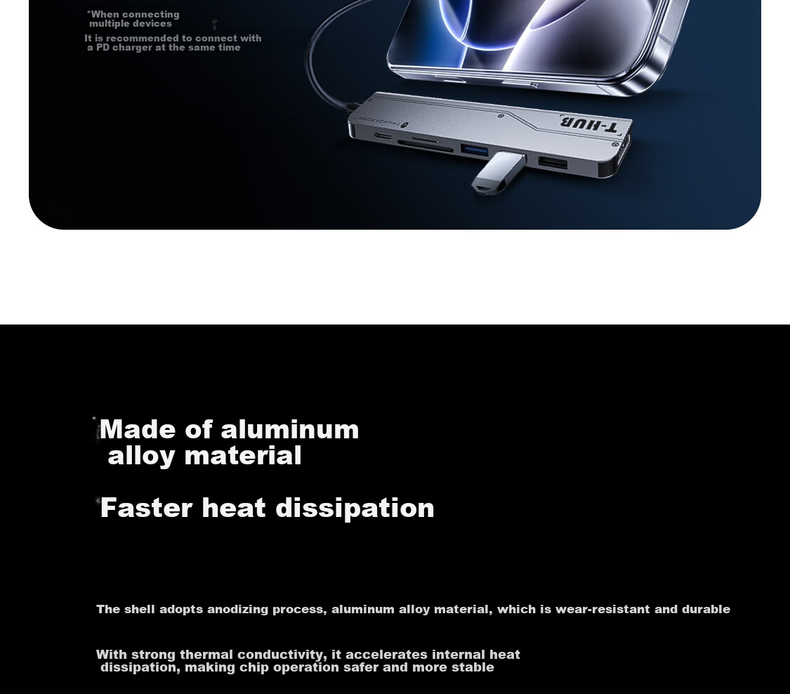 ThundeRobot Type-C Expansion Dock, USB3.0 High-Speed Expansion Dock, 4K60Hz Thunderbolt HDMI Interface Expander, Compatible with MacBook, Huawei Laptops, Converter for IPad 9