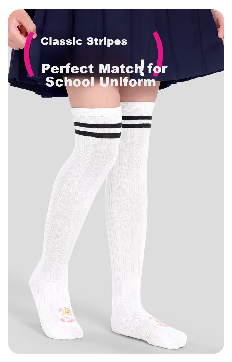 Barbie Children's Mid-Calf Socks, Girls' Over-Knee Socks for Spring And Autumn, High Socks, Long Socks, Calf Socks, Student Cotton Socks 5