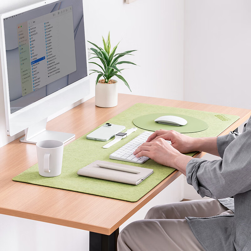SANWA Large Desk Mat, Computer Office Gaming Mouse Pad, Skin-Friendly Felt, Wear-Resistant Non-Slip Rubber Bottom, Rollable And Portable Desk Accessory, Free Pebble Mouse Pad Included