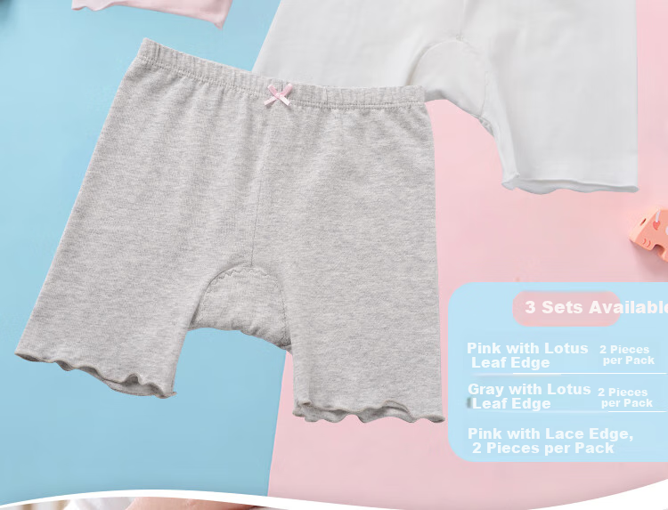 LangSha Children's Underwear, Girls' Safety Shorts, Cotton Anti-Exposure Underwear, Big Kids Boxer Briefs, 2-Pack, Gray And White, Size 140 2