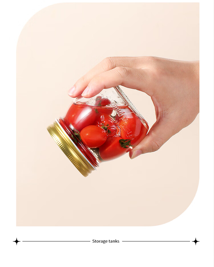 BJ Airtight Jars, Set of 6, 300ml Honey Bottles, Canned Food Jars with Lids, Jam Jars, Coffee Bean And Tea Leaf Storage Containers, Glass Storage Jars 6
