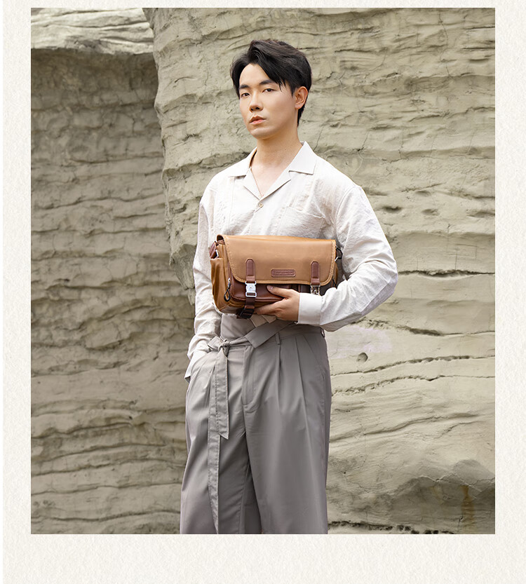 K&F CONCEPT Messenger Camera Bag Vintage Multifunctional Crossbody Shoulder Bag for Mirrorless and DSLR Cameras One Body Two Lenses Gravel White Brown 1