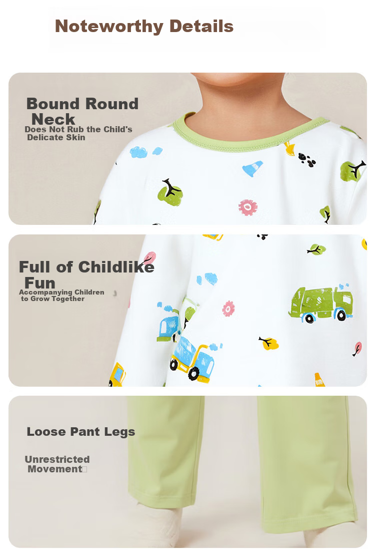 YUZHAOLIN Children's Pajamas Spring Boys' Home Wear Set Pure Cotton Air Conditioning Clothes Children's Clothing Full Print Zoo 8